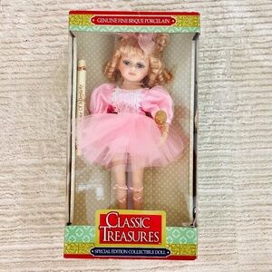 Classic Treasures Bisque Porcelain Doll Pink Ballerina Collectible In Box Gift